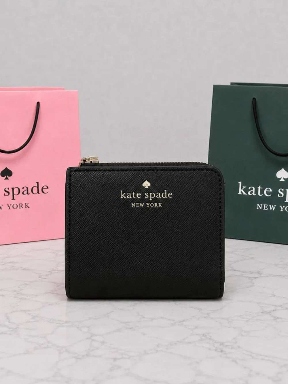 NWT Kate Spade Schuyler Small L-Zip Bifold Wallet Black